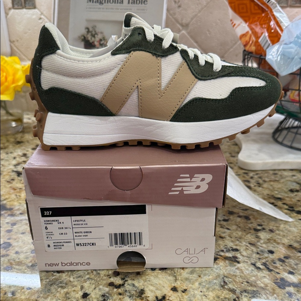 New Balance 327 Olive and Beige Sneakers